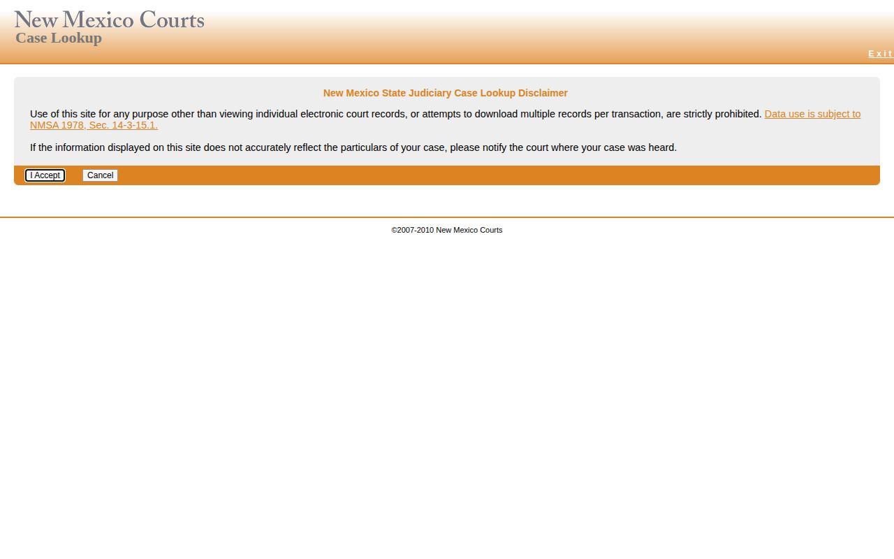 New Mexico court lookup for an Otero County inmate release order